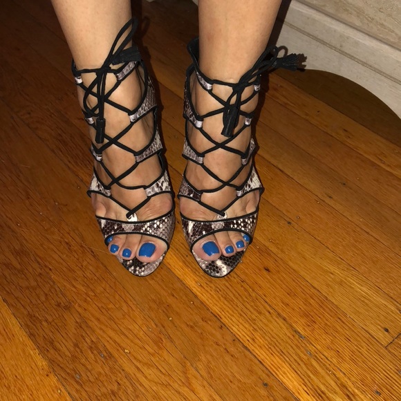 Zara snakeprint lace up ankle booties - Picture 4 of 4